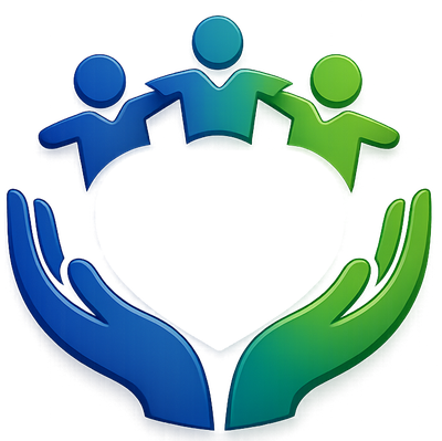 BluPulse logo: caring hands holding a heart with a pulse line